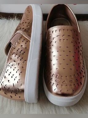 Sugar Metallic Rose Gold Slip-On Perforated Sneakers size 8